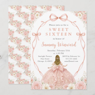 Rose Gold Prinzessin Sweet Sixteen Party Einladung