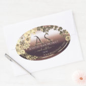 Rose Gold Product Label Creme Blume und Monogramm Ovaler Aufkleber (Umschlag)