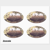 Rose Gold Product Label Creme Blume und Monogramm Ovaler Aufkleber (Blatt)