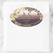 Rose Gold Product Label Creme Blume und Monogramm Ovaler Aufkleber (Tasche)
