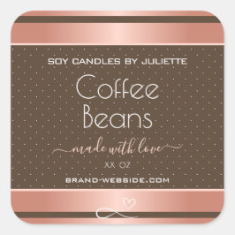 Rose Gold Produktverpackungsmarken braun farbig Quadratischer Aufkleber