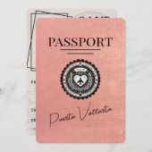 Rose Gold Puerta Vallarta Reisepass Save the Date (Vorne/Hinten)