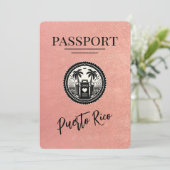 Rose Gold Puerto Rico Passport Save The Date (Stehend Vorderseite)