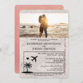 Rose Gold Puerto Rico Passport Wedding Einladung (Vorne/Hinten)