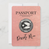 Rose Gold Puerto Rico Passport Wedding Einladung (Rückseite)