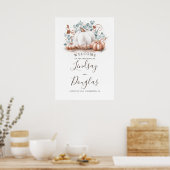 Rose Gold Pumpkins Hochzeit im Herbst Begrüßungsze Poster (Küche)