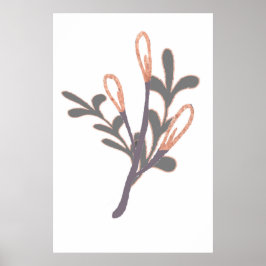 Rose Gold Pussy Willow Branch Wall Print Poster