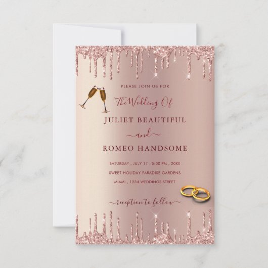 Rose Gold QR Code Hochzeitsvorlage (Vorderseite)