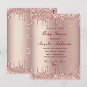 Rose Gold QR Code Kinderdusche Einladung Postkarte (Vorne/Hinten)