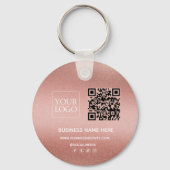 Rose Gold QR Code Logo Website Social Media Schlüsselanhänger (Vorderseite)