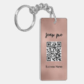 Rose Gold QR Code Visitenkarte Ihr Logo Schlüsselanhänger (Vorderseite links)