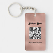 Rose Gold QR Code Visitenkarte Ihr Logo Schlüsselanhänger (Vorderseite)