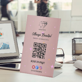 Rose Gold QR Code zur Bezahlung Sockelschild