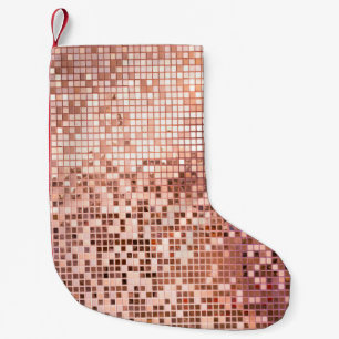 Rose Gold: quadratische Mosaikfliesen. Kleiner Weihnachtsstrumpf
