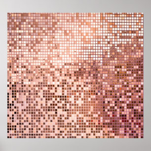 Rose Gold: quadratische Mosaikfliesen. Poster