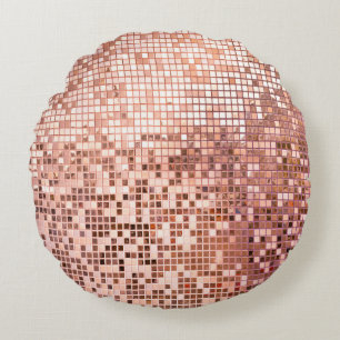 Rose Gold: quadratische Mosaikfliesen. Rundes Kissen