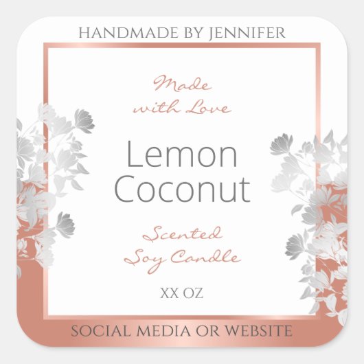 Rose Gold Quadratischer Aufkleber (Vorderseite)