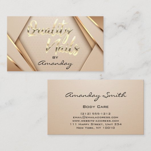 Rose Gold Quality Nägel Skriptrahmen Visitenkarte (Vorne/Hinten)