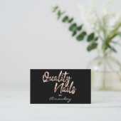 Rose Gold Quality Nails Script QRCode Logo Visitenkarte (Stehend Vorderseite)