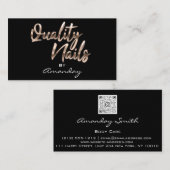 Rose Gold Quality Nails Script QRCode Logo Visitenkarte (Vorne/Hinten)