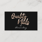 Rose Gold Quality Nails Script QRCode Logo Visitenkarte (Vorderseite)