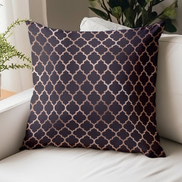 Rose Gold Quatrefoil Pattern Blackcurrant Lila Kissen