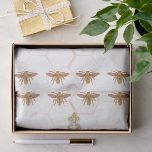 Rose Gold Queen Bee Crown Baby Name Decoupage Seidenpapier (Geschenk)