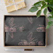 Rose Gold Queen Bienen auf Black Decoupage Seidenpapier (Geschenk)