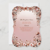 Rose Gold Quinceanera Dress Floral Rose Einladung (Rückseite)