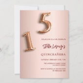 Rose Gold Quinceanera Einladung (Vorderseite)