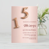 Rose Gold Quinceanera Einladung (Stehend Vorderseite)