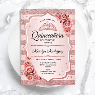 Rose Gold Quinceanera Einladung