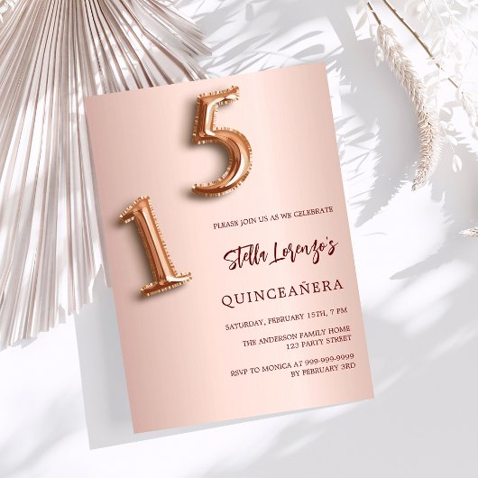 Rose Gold Quinceanera Einladung