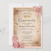 Rose Gold Quinceanera Einladung (Vorderseite)