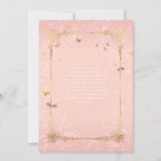 Rose Gold Quinceanera Einladung (Rückseite)