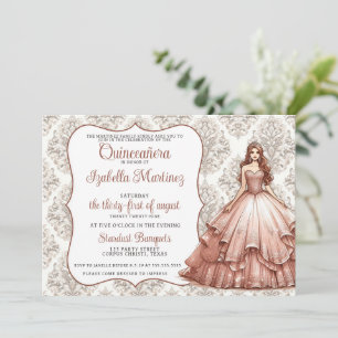 Rose Gold Quinceañera Kleidung Einladung