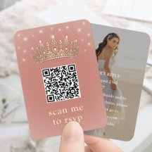 Rose Gold Quinceañera-Krone Scan Me QR RSVP