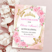 Rose Gold Quinceanera Miss 15 Save the Date Einladung