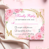 Rose Gold Quinceanera Miss Quince 15 Anos Geburtst RSVP Karte