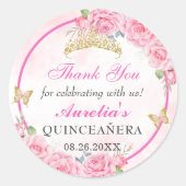 Rose Gold Quinceanera Miss Quince 15 Anos Geburtst Runder Aufkleber (Vorderseite)