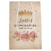 Rose Gold Quinceanera Mittlere Geschenktüte (Vorderseite)