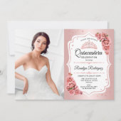 Rose Gold Quinceanera Party mit Foto Einladung (Vorderseite)