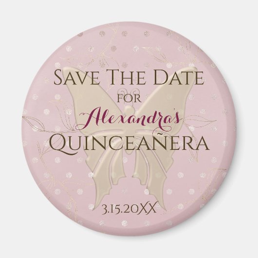 Rose Gold Quinceanera Save the Date Magnet (Vorne)