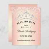 Rose Gold Quinceanera Save the Date Postkarte (Vorne/Hinten)