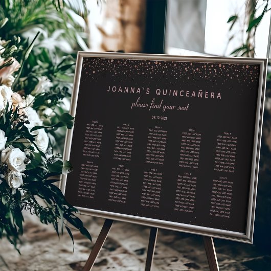 Rose Gold Quinceañera Seekarte | 10 Tabellen Poster