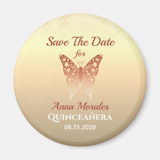 Rose Gold Quinceanera Speichern Sie das Date Magne Magnet (Vorne)