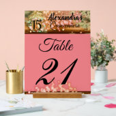 Rose Gold Quinceanera Tischnummer Acrylschild (Hochzeit)