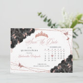 Rose Gold Quinceñera Save the Date Einladung (Stehend Vorderseite)