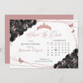 Rose Gold Quinceñera Save the Date Einladung (Vorne/Hinten)