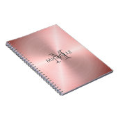Rose Gold Radial Metallic Monogramm Notizblock (Rechte Seite)